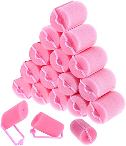 Schaum Schwamm Lockenwickler 18 Stück weicher Schwamm Haarrollen Werkzeuge für Frauen und Kinder DIY Haar-Styling (40 mm, rosa)