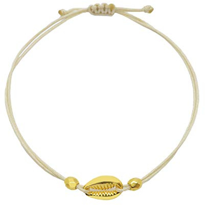 Selfmade Jewelry Armband Kauri Muschel Handgemachtes Makramee Bändchen Größenverstellbar inkl. Geschenk-Verpackung