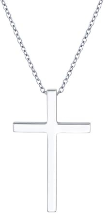 Flyow Kreuz Halskette 925 Sterling Silber klassische Schlichte Kreuz Anhänger Halskette Religiöser Christliche Kette Schmuck Geschenke für Damen Herren
