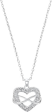 s.Oliver Kette mit Anhänger 925 Sterling Silber Damen Halsschmuck, mit Zirkonia synth., 42+3 cm, Silber, Infinity/Love, Kommt in Schmuck Geschenk Box, 2032843