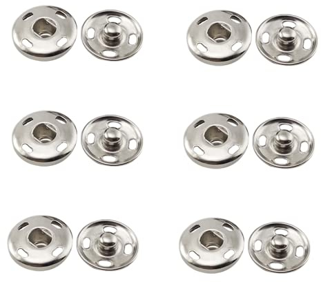 Sew on Snap Buttons, 6 Sets Press Studs Snaps Fasteners Buttons for Clothes Purse Handbag Craft DIY Supplies 15mm