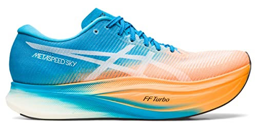 ASICS Women's Metaspeed Edge+ Running Shoe, Orange Pop/Island Blue, 12.5 Women/11 Men