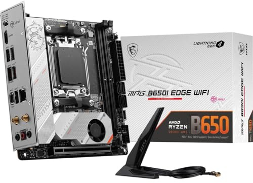 MSI MPG B650I Edge WiFi Gaming Motherboard (AMD AM5, Mini-ITX, DDR5, PCIe 4.0, M.2, SATA 6Gb/s, USB 3.2 Gen 2, HDMI, Wi-Fi 6E, AMD Ryzen 7000 Series Desktop Processors)
