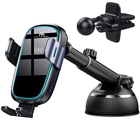 Car holder with Qi wireless/inductive charger Maclean, 5W/7.5W/10W/15W, automatic, fits phones 4.7-6.7, built-in capacitor, MCE129
