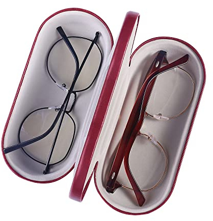 RURUOGUK Custodia doppia per occhiali 2 in 1, custodia rigida protettiva per 2 paia di occhiali (non adatta per occhiali da sole)