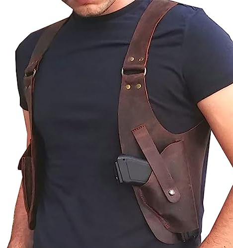 Verstellbares vertikales Pistolenholster, Leder-Schulterholster, universelles Unterarm-Pistolenholster für Männer und Frauen, taktische Schulterholster zum verdeckten Tragen, für die meisten Arten von