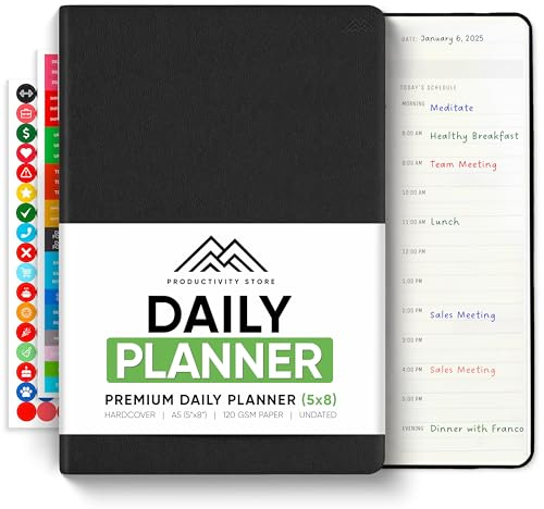 Tagesplaner 2026 (12,7 x 20,3 cm) – Der ultimative tägliche Workflow-Planer mit Stundenplan & Aufgabenliste, um Ihre Ziele von PRODUCTIVITY STORE zu erreichen (A5, Schwarz)