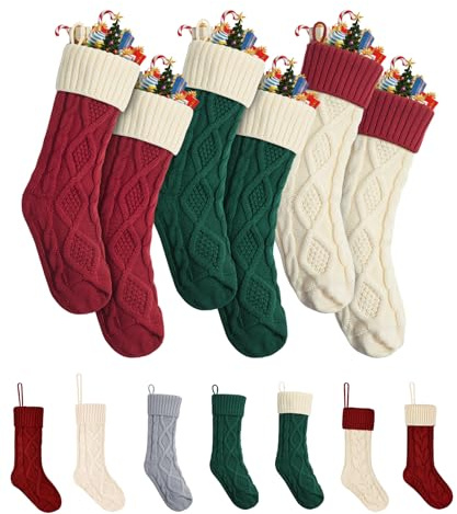 Mr. Pen- Cable Knit Christmas Stockings, 18 Inch, 6 Pack, Premium Acrylic Yarn, Cozy Holiday Stockings for Mantel Décor, Fireplace Hanging & Christmas Gift Stuffers