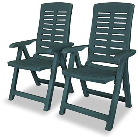 puraday Verstellbare Gartenstühle 2 STK. Kunststoff Grün 60x61x108 cm Plastik Gartenstuhl Balkonstuhl Campingstuhl Klappbar Gartensessel Klappsessel Terrassenstühle für Terrasse Garten