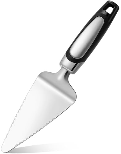 Rainspire Pie Server Spatula Stainless Steel, Pie Cutter Cake Cutter Slicer, Cake Server Spatula, Dishwasher Safe, Edges On Both Sides, Black