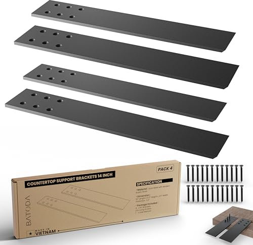 BATODA 35,6 cm Arbeitsplattenstützhalterungen (4 Stück) für Granit – robuste L-Regalhalterung – Wandmontierte Unterstützung für selbstgemachte offene Regale – Rollo-Regalstütze – Regalmontagezubehör