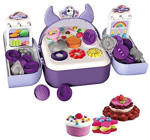 Sobebear Kids Make UP Kit Pretend Play Beauty Set Backpack Design with Washable Makeup Toys, Safe, Realistic & Portable Products Including Hair Dryer, Mirror, Lipstick Playset Age 3+ Years (purple)