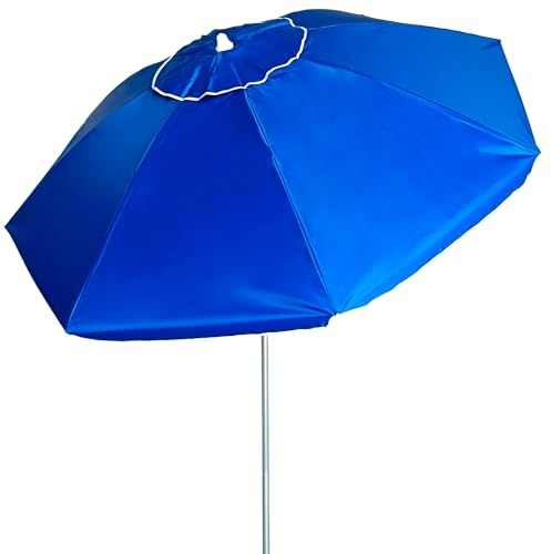 Pincho Großer Strandschirm, Ø 200 cm, winddicht, UV-Schutz 50, hochwertige Materialien, Aluminiumrohr, Fiberglasgestänge, Liegestange, 10, Grande