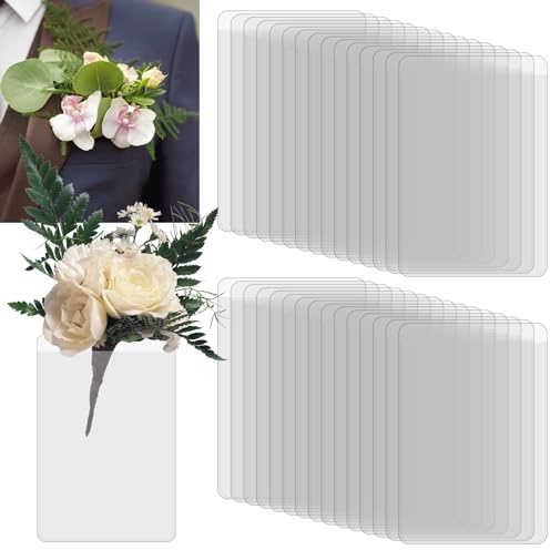 30stk Taschen Boutonniere Halter, Biegsamer Transparenter Boutonniere Halter Ohne Anstecknadel Corsagenzubehör für Hochzeit Abschlussball Heimkehr (Blumen Nicht Im Lieferumfang Enthalten)