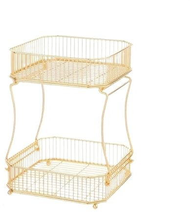 Fruteros de Cocina Cesta de frutas de 2 niveles de metal, cesta de frutas y verduras for encimera, organizador de cocina con caja de almacenamiento for pan, aperitivos, verduras y productos Cesta de F