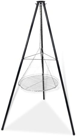 CCLIFE Griglia Treppiede Barbecue con Braciere,altezza 205cm griglia Girevole Portatile,Catena Regolabile in Altezza