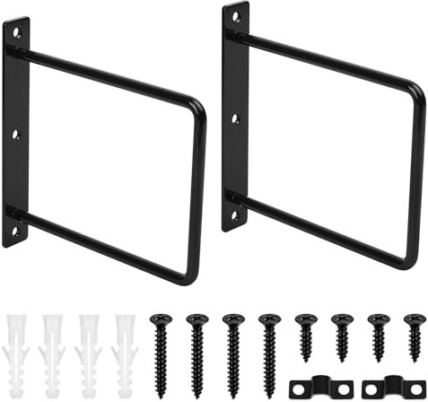 2 Pcs Soporte Estanteria Pared Negros, 150mm Estante Soportes Estanterias Pared, Escuadras para Estanterias, Soportes para Estantes Flotantes, Escuadras Metalicas para Estantes Tablas de Madera