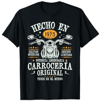 Hecho en 1975-51 Años Cumpleaños Moto Biker Hombre Motero Camiseta