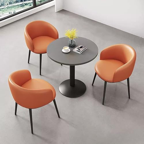 Konferenztisch und -stühle, Clubtisch für den Empfangsraum im Büro, Couchtisch- und Stuhlset, rundes Konferenztischset für 3, Verhandlungstisch- und Stuhlkombination (Pu-Leder 12, Einheitsgröße)