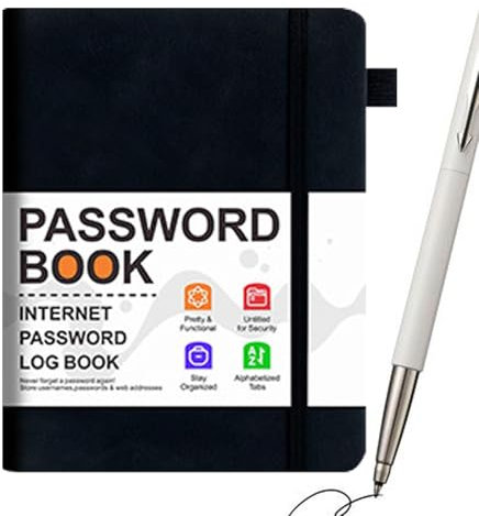 Passwort-Adressbuch, Passwortbuch - Website-Passwort-Organizer-Buch mit alphabetischen Tabs | Pocket-Adressprotokoll-Notizbuch für Kontodetails, Website-Anmeldungen und wichtige Kontakte