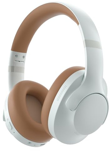Active Noise Cancelling Headphones with Microphone - 100H Playtime, Wireless Headphones Bluetooth with Deep Bass, Foldable Comfort Over Ear Headphone Wireless for Travel, Work, Commute, Brown