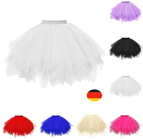 Karneval Damen Kostüm Tüllrock 50er Tütü Rock Kurz Ballett Unterrock 50er Rockabilly Petticoat Tutu Unterrock Kurz Ballett Tanzkleid