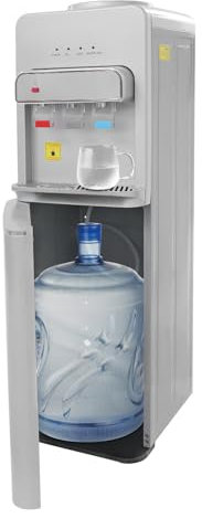 NaMaSyo Distributore di acqua in piedi con beccuccio caldo, ambiente e freddo, 550 W, carico a pavimento, per casa, ufficio, 5 galloni (argento)