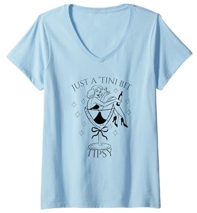 Womens Martini Just A Tini Bit Tipsy Bikini Vintage Glass Drinking V-Neck T-Shirt