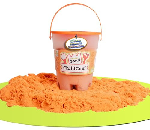 ChildGen Sable cinétique naturel non toxique sable magique, bac à sable magique, bac à sable, couvercle avec moule, antibactérien, sable de jeu, jouets pour enfants à partir de 3 ans, 500 g
