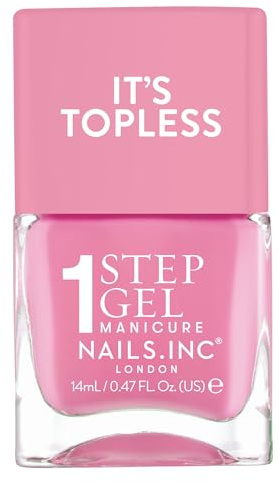 Nails Inc Topless Miley (candy-pink) – Gel-Nagellack ohne UV– 1-Schritt-Maniküre mit bis zu 8 Tagen Halt – Schnelltrocknend, vegan & 21-free – Für Kinder & Erwachsene – ohne Base Coat & Top Coat