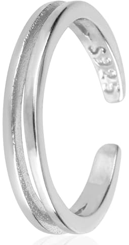 Mikovivi Anelli Regolabili per le Dita dei Piedi in Argento, Anelli Minimalisti Aperti in Argento Sterling 925 Design Semplice Gioielli Estivi Piedi da Spiaggia per Donne Regalo Estivo (2 File)