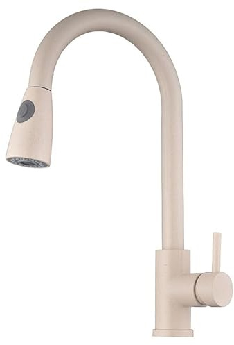 EGSO Rubinetto Lavello Cucina - Miscelatore con Doccetta Estraibile per Cucina, 2 Modalità Acqua, Rubinetto Cucina Girevole a 360°, Acciaio Inossidabile granito beige