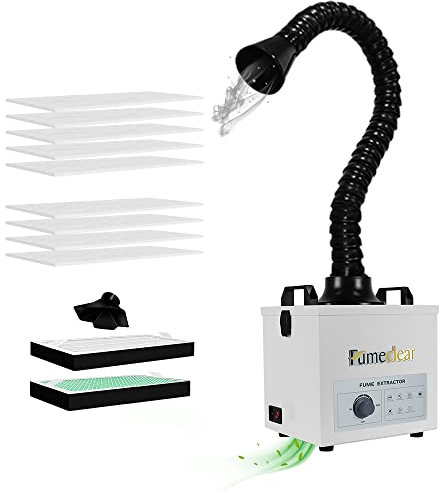 FumeClear Laser Fume Extractor - Powerful 100W Suction 200m³/h, With Remote Digital Display, 3-Stage Filtration System with 12PCS Filters for Laser Welding Smoke Absorption and Desktop Soldering
