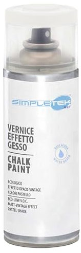 SIMPLETEK - Bomboletta Spray Vernice Effetto Gesso Ultra Opaco Bianco Crema V404BC Vintage Retro Universale a Base d'Acqua (1 pezzo)