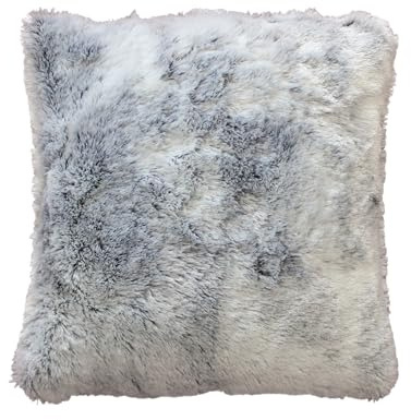 Douceur d'Intérieur, Coussin Déhoussable (45 x 45 cm) Antartic Gris, Imitation Fourrure