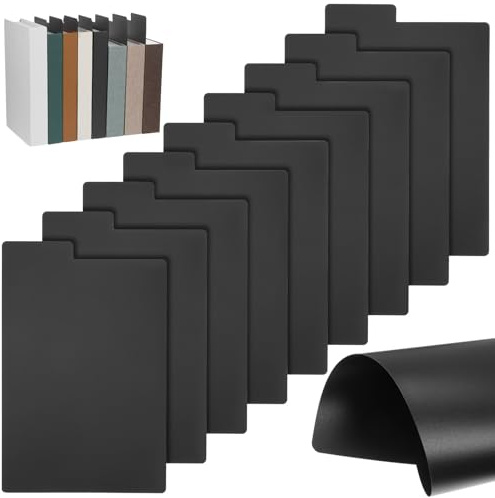 BESTOYARD Lot de 20 séparateurs de livres en vinyle noir avec onglets inscriptibles - Séparateurs durables pour livres, vinyles, albums de bande dessinée et photos - Séparateurs d'étagères pratiques