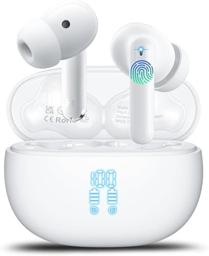 VEKJ AI Language Translation Earbuds Real Time, Supports 164 Languages With AI App, 3-in-1 Bluetooth 5.4 Translator Earbuds with 7 Trans Modes, 42H Translation Device fit Business/Travel, White