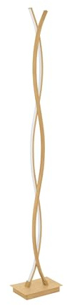 EGLO LED Stehlampe Lasana 4, Design Lampe Wohnzimmer | Standleuchte geschwungen, Metall in Holz-Optik, warmweiß, 143 cm