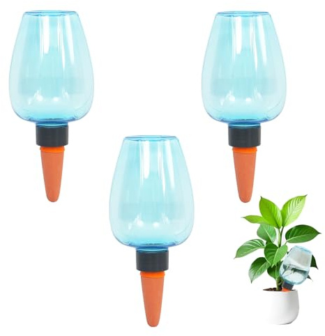 3cps Self Plant Watering Globes for Indoor and Outdoor Plants Plastic Automatic Plant Watering Bulbs Insert 12.3 oz with Slow Release Control Water Dripper for Plants