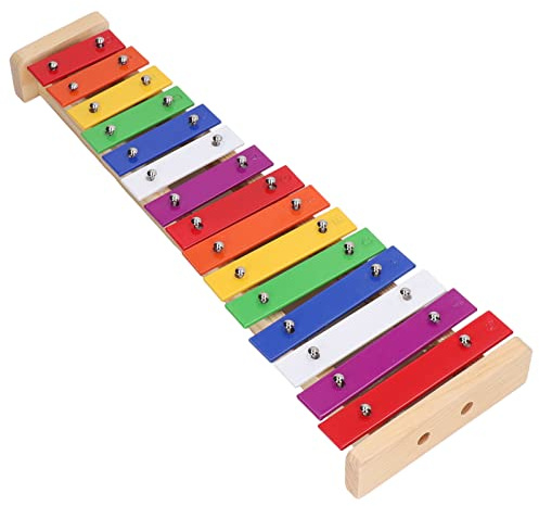 RIZGHWOY Buntes Pädagogisches Glockenspiel-Spielzeug-Xylophon mit 15 Tönen und 2 Schlägeln für , Kiefern- und Aluminiummaterial, für die Musikalische Entwicklung, Geeignet für ab 3 Jahren