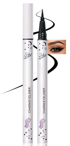 Erinde Flüssiger Eyeliner, Langanhaltend & Hochpigmentiert, Wasserfest & Wischfest, Halt bis zu 12 Stunden, Filzstift mit feiner Pinselspitze, Schnelltrocknender Farbiger Eyeliner #01 Schwarz