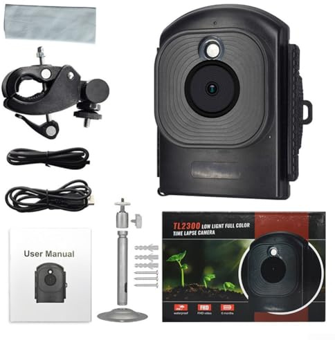 MoSundi Telecamera Time-Lapse a LED a bassa luminosità con grado di impermeabilità IP66, 23 x 15 x 9 cm, fotocamera digitale compatta con timer per osservazione della fauna selvatica, nera