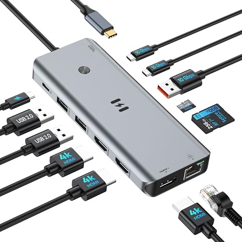 Selore USB C Docking Station 3 Monitors 3 HDMI 13-in-1 Laptop Hub | Triple HDMI, 10Gbps USB A/C 3.1, 100W PD Charging, Gigabit Ethernet, SD/microSD Reader for Windows Laptops Dell/HP/Lenovo