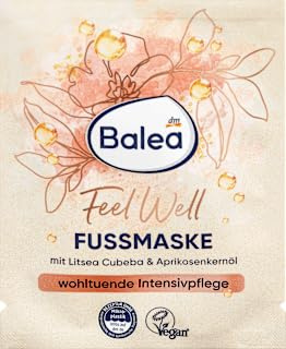 Maschera per piedi Feel Well Litsea Cubeba & Olio di Chicco di Albicocca, 15 ml - Marchio DM Germania - Compatibile con balea - Fußmaske Feel Well Litsea Cubeba & Aprikosenkernöl, 15 ml