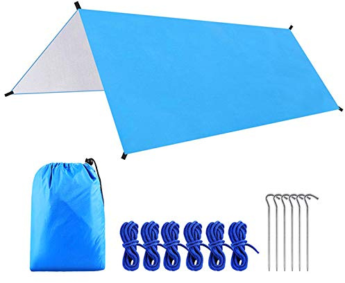 LDAUYZLING 9.8 * 9.8 pies Multifuncional Impermeable Lona para Acampar Hamaca Sombrilla Carpa Refugio para la Lluvia Toldo liviano para Exteriores para Acampar Picnic en la Playa