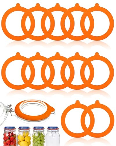WINXMIN 12 Stück orange Farbe Einmachgummiringe,Gummiringe, Silikon Gummiringe, 95×70 mm Gummiringe, Langlebig Einmachgummis, Einmachgläser Einkochringe Dichtringe, für Trinkflasche Dichtungsring