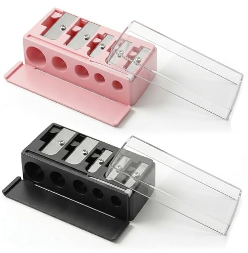 2 stycken kosmetiska pennvässare med 5 hål 5 hål kajal pennvässare makeup sharpener för mjuk liner på vägen ögonbrynspenna läppkonturpenna eyeliner precisionsblad praktisk