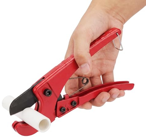 32mm PVC Pipe Cutter, Heavy Duty Ratchet Pipe Cutter | For Cutting PVC PEX PPR Plumbing Plastic Rubber Hoses with Non-Slip Handle