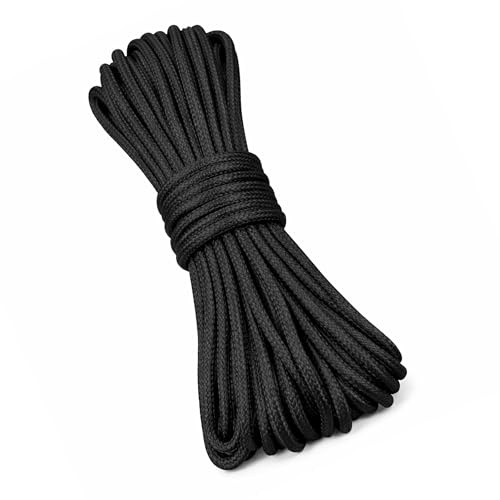 Weddecor 3mm Breit Nylon Geflochten Schnur für Aluminum Blind Shade, Gartenbau Pflanze und Handwerk, Gear Herstellung, Reparatur Schattierungen, 5 Meter Lang, Schwarz - Schwarz, 50 Metres
