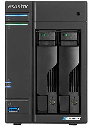 Asustor Lockerstor 2 | AS6602T | Almacenamiento Conectado en Red | 2.0GHz Quad-Core, Dos Puertos de 2.5GbE, Dos Ranuras M.2, Tres Puertos USB 3.2, 4GB RAM DDR4 (2 bahías NAS sin Disco)